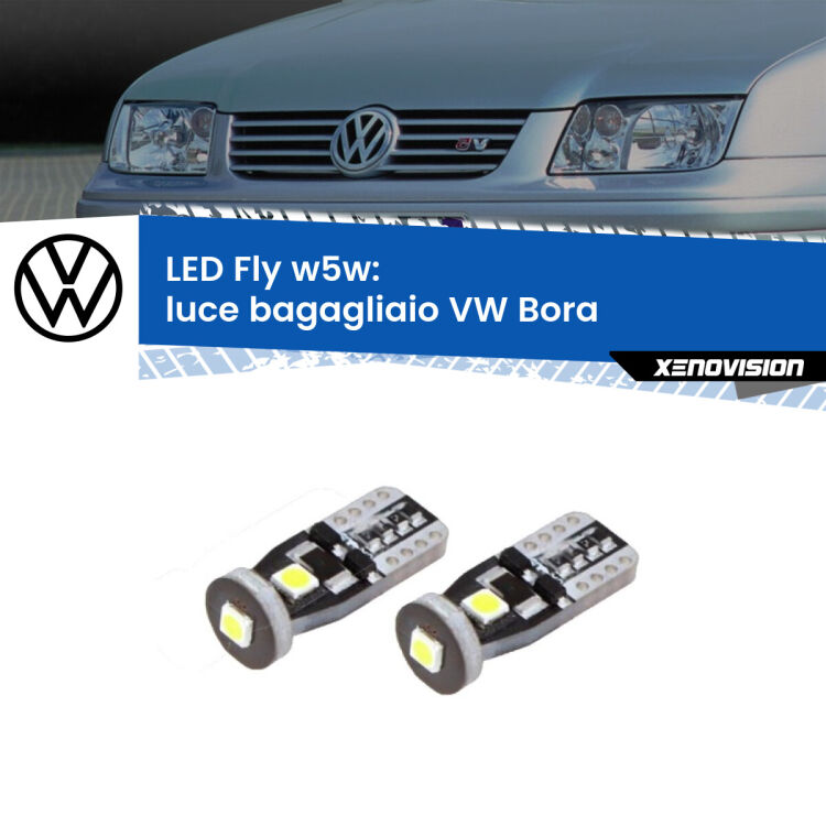 <strong>luce bagagliaio LED per VW Bora</strong>  Versione 1. Coppia lampadine <strong>w5w</strong> Canbus compatte modello Fly Xenovision.