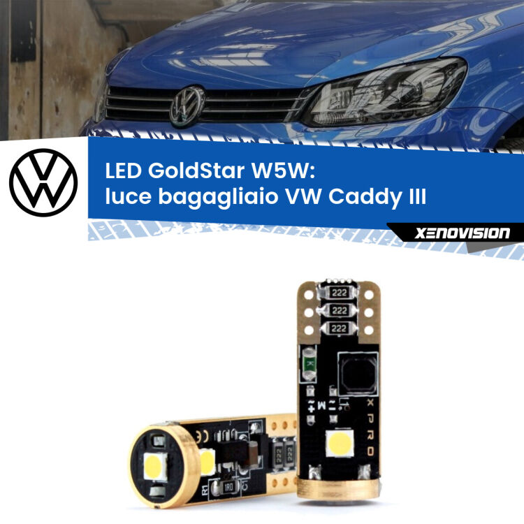 <strong>Luce Bagagliaio LED VW Caddy III</strong>  Versione 2: ottima luminosità a 360 gradi. Si inseriscono ovunque. Canbus, Top Quality.