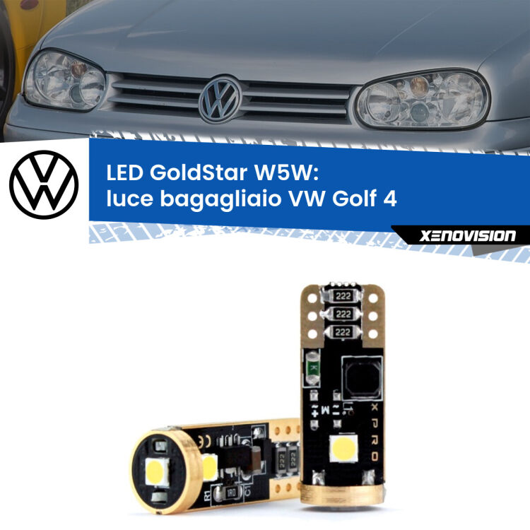 <strong>Luce Bagagliaio LED VW Golf 4</strong>  Versione 2: ottima luminosità a 360 gradi. Si inseriscono ovunque. Canbus, Top Quality.