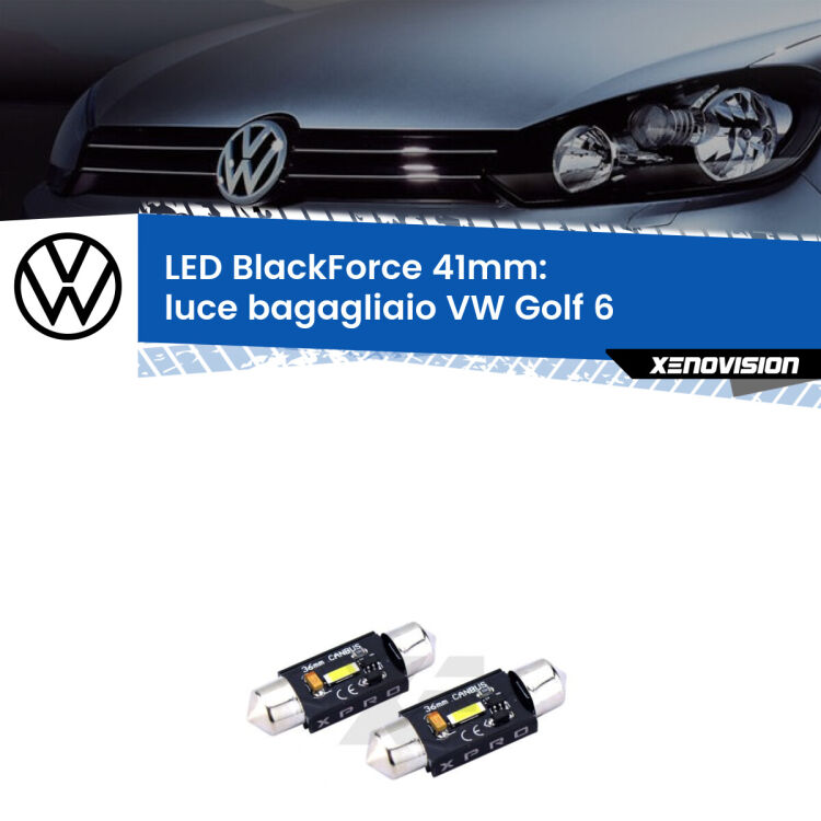 <strong>LED luce bagagliaio 41mm per VW Golf 6</strong>  2008 - 2011. Coppia lampadine <strong>C5W</strong>modello BlackForce Xenovision.