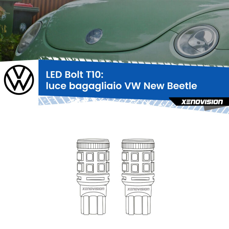 <strong>Luce Bagagliaio LED per VW New Beetle</strong>  1998 - 2010. Coppia lampade <strong>T10</strong> modello Bolt canbus.