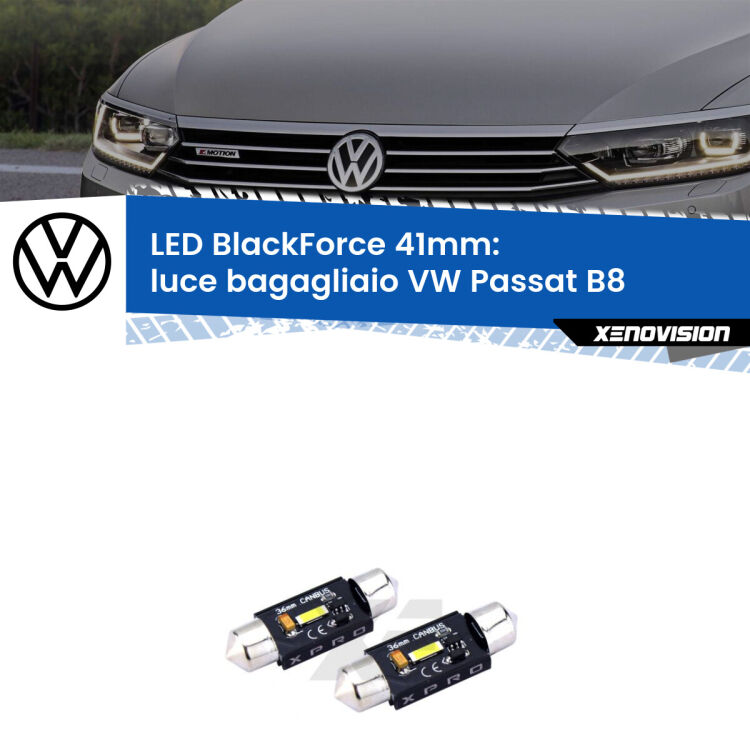 <strong>LED luce bagagliaio 41mm per VW Passat</strong> B8 2014 - 2017. Coppia lampadine <strong>C5W</strong>modello BlackForce Xenovision.