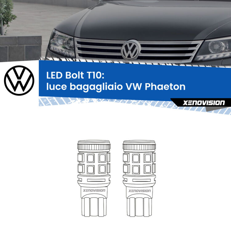 <strong>Luce Bagagliaio LED per VW Phaeton</strong>  2002 - 2016. Coppia lampade <strong>T10</strong> modello Bolt canbus.