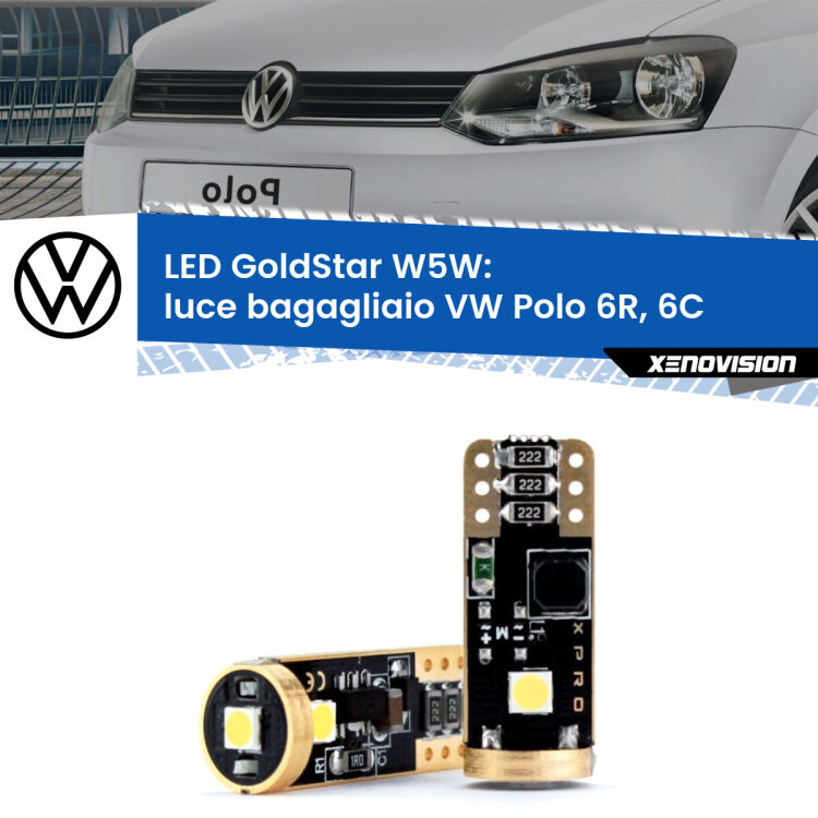 <strong>Luce Bagagliaio LED VW Polo</strong> 6R, 6C 2009 - 2016: ottima luminosità a 360 gradi. Si inseriscono ovunque. Canbus, Top Quality.