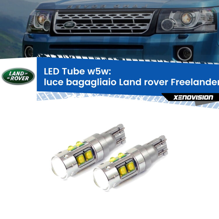 <strong>Luce Bagagliaio LED 6000k per Land rover Freelander 2</strong> L359 2006 - 2014. Lampadine <strong>W5W</strong> canbus modello Tube, luce bianco lunare, lunga durata e compatibilità.