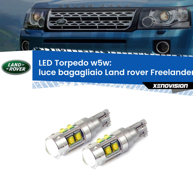 <strong>Luce Bagagliaio LED 6000k per Land rover Freelander 2</strong> L359 2006 - 2014. Lampadine <strong>W5W</strong> canbus modello Tube, luce bianco lunare, lunga durata e compatibilità.