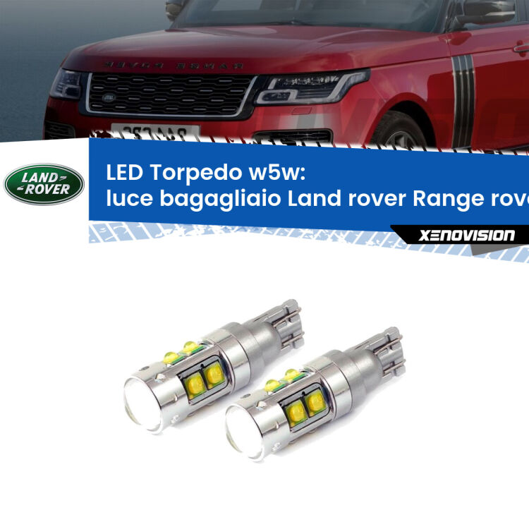 <strong>Luce Bagagliaio LED 6000k per Land rover Range rover III</strong> L322 2002 - 2012. Lampadine <strong>W5W</strong> canbus modello Tube, luce bianco lunare, lunga durata e compatibilità.