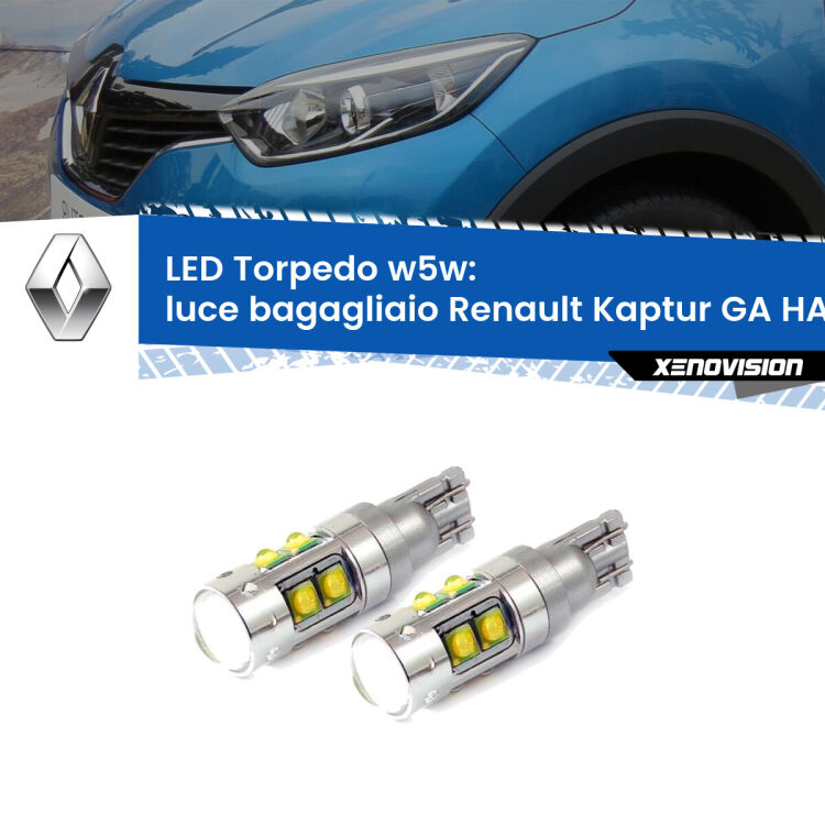 <strong>Luce Bagagliaio LED 6000k per Renault Kaptur GA</strong> HA 2016 - 2018. Lampadine <strong>W5W</strong> canbus modello Torpedo.