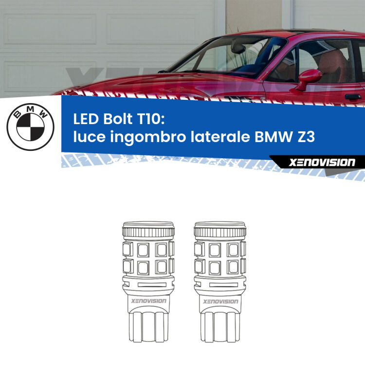 <strong>Luce ingombro laterale LED per BMW Z3</strong>  1997 - 2003. Coppia lampade <strong>T10</strong> modello Bolt canbus.