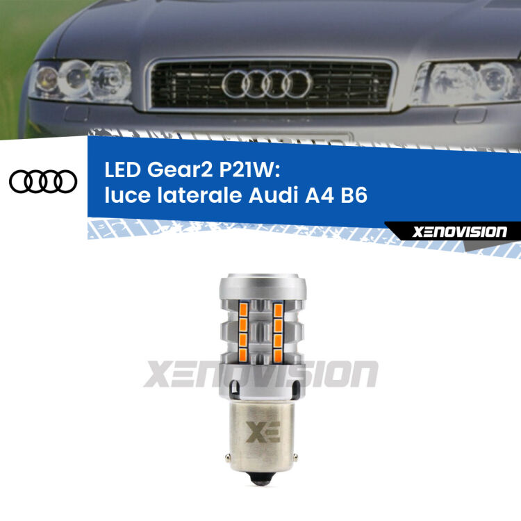 FINE SERIE: NO GARANZIA <strong>Luce laterale LED no-spie per Audi A4</strong> B6 2000 - 2004. Lampada <strong>P21W</strong> modello Gear2 no Hyperflash.