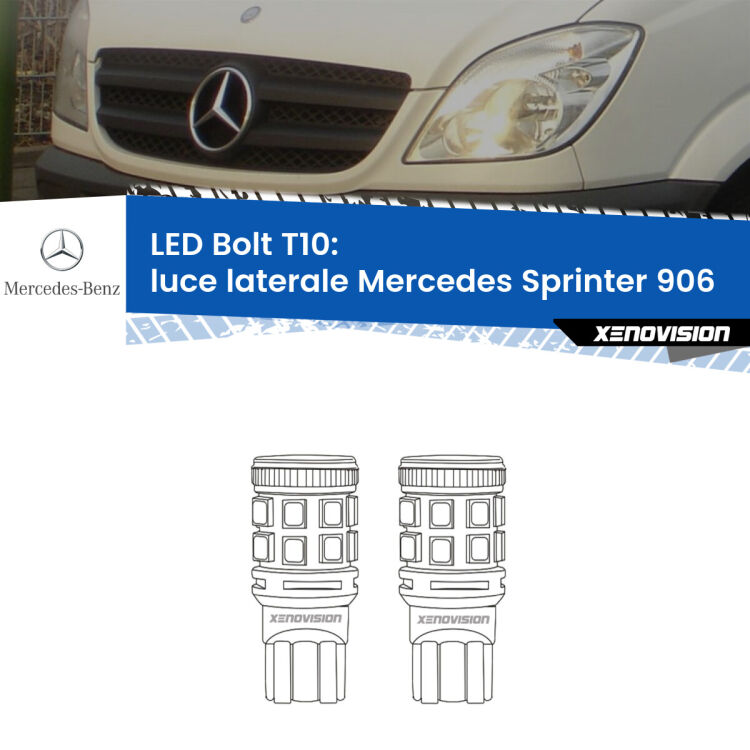 <strong>Luce laterale LED per Mercedes Sprinter</strong> 906 2006 - 2018. Coppia lampade <strong>T10</strong> modello Bolt canbus.