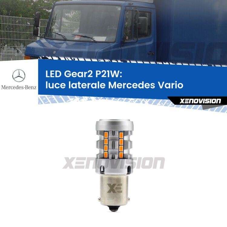 FINE SERIE: NO GARANZIA <strong>Luce laterale LED no-spie per Mercedes Vario</strong>  1996 - 2013. Lampada <strong>P21W</strong> modello Gear2 no Hyperflash.