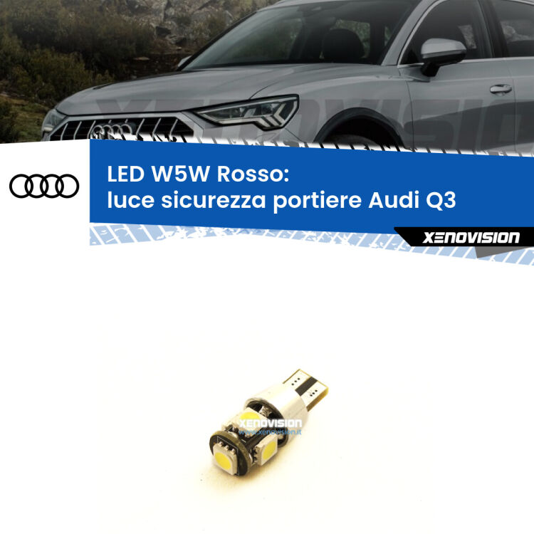 <strong>Luce Sicurezza Portiere LED rossa per Audi Q3</strong>  2011 - 2018. Lampada <strong>W5W</strong> canbus.