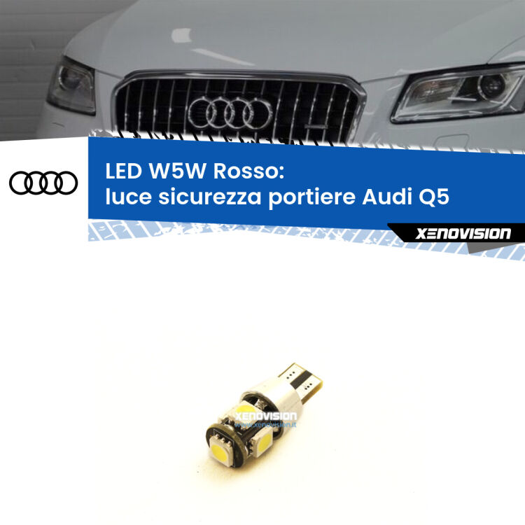 <strong>Luce Sicurezza Portiere LED rossa per Audi Q5</strong>  2008 - 2017. Lampada <strong>W5W</strong> canbus.