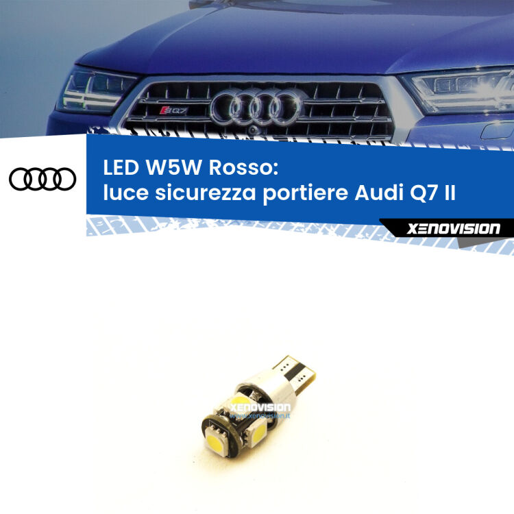 <strong>Luce Sicurezza Portiere LED rossa per Audi Q7</strong> II 2015 in poi. Lampada <strong>W5W</strong> canbus.