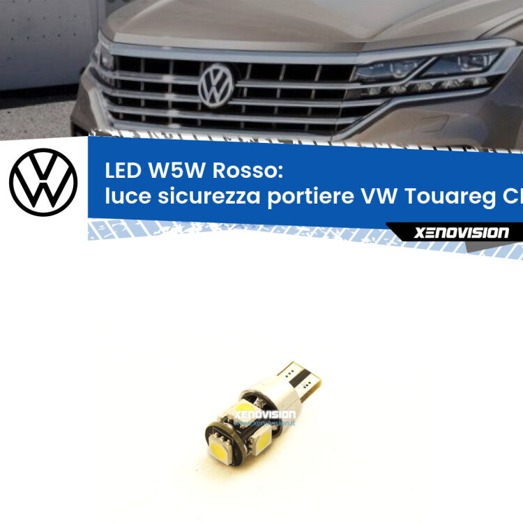 <strong>Luce Sicurezza Portiere LED rossa per VW Touareg</strong> CR 2018 in poi. Lampada <strong>W5W</strong> canbus.