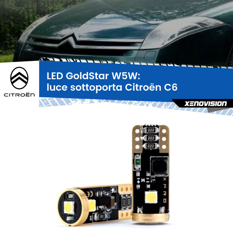 <strong>Luce Sottoporta LED Citroën C6</strong>  2005 - 2012: ottima luminosità a 360 gradi. Si inseriscono ovunque. Canbus, Top Quality.