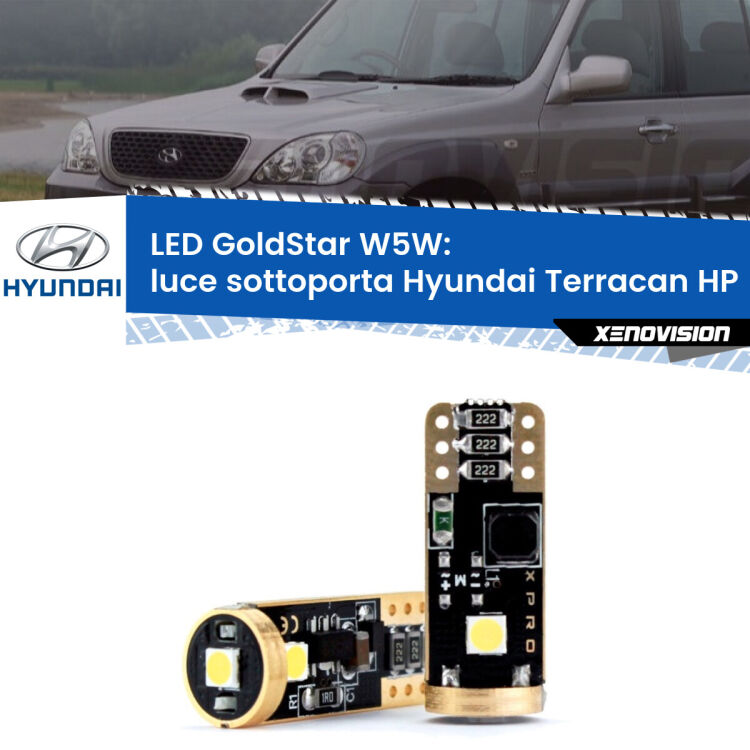 <strong>Luce Sottoporta LED Hyundai Terracan</strong> HP 2001 - 2006: ottima luminosità a 360 gradi. Si inseriscono ovunque. Canbus, Top Quality.