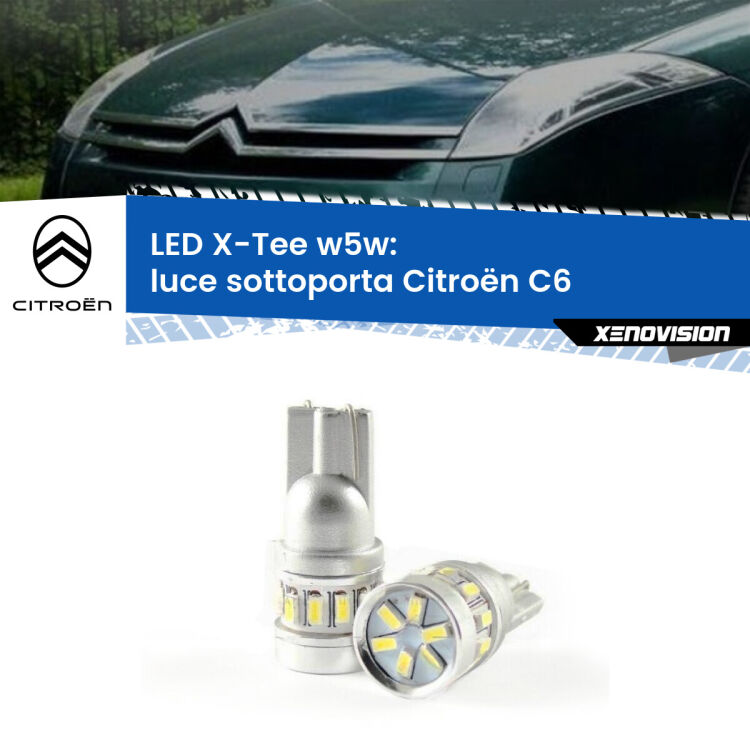 <strong>LED luce sottoporta per Citroën C6</strong>  2005 - 2012. Lampade <strong>W5W</strong> modello X-Tee Xenovision top di gamma.