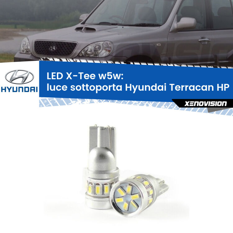 <strong>LED luce sottoporta per Hyundai Terracan</strong> HP 2001 - 2006. Lampade <strong>W5W</strong> modello X-Tee Xenovision top di gamma.