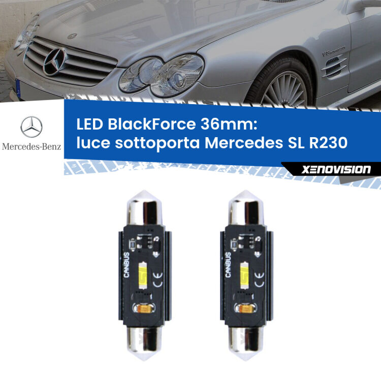 <strong>Luce Sottoporta LED per Mercedes SL</strong> R230 2001 - 2012. Coppia lampade <strong>C5W</strong> 36mm modello BlackForce canbus.