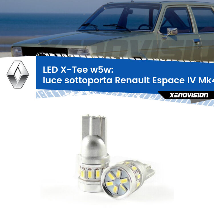 <strong>LED luce sottoporta per Renault Espace IV</strong> Mk4 2002 - 2015. Lampade <strong>W5W</strong> modello X-Tee Xenovision top di gamma.