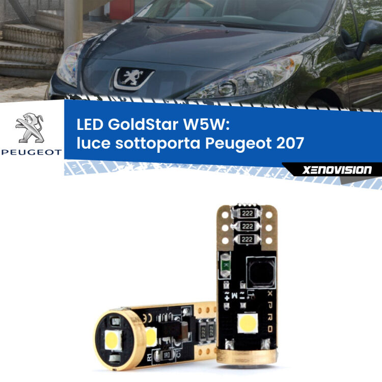 <strong>Luce Sottoporta LED Peugeot 207</strong>  2006 - 2015: ottima luminosità a 360 gradi. Si inseriscono ovunque. Canbus, Top Quality.