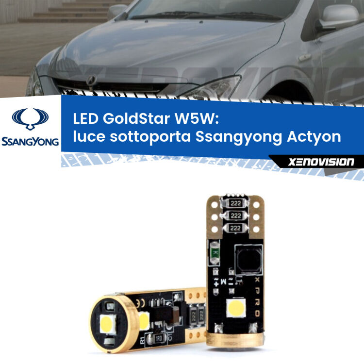 <strong>Luce Sottoporta LED Ssangyong Actyon</strong>  2006 - 2017: ottima luminosità a 360 gradi. Si inseriscono ovunque. Canbus, Top Quality.