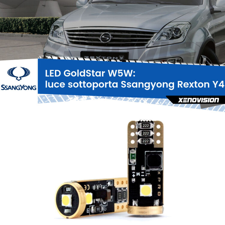 <strong>Luce Sottoporta LED Ssangyong Rexton</strong> Y400 2017 in poi: ottima luminosità a 360 gradi. Si inseriscono ovunque. Canbus, Top Quality.