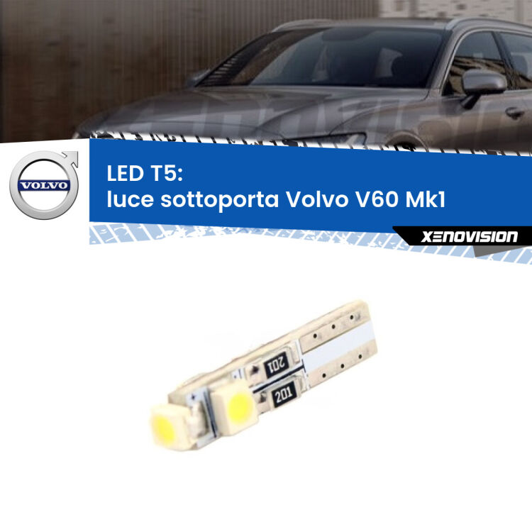 <strong>Luce Sottoporta LED no-spie per Volvo V60</strong> Mk1 2010 - 2018. Lampadina <strong>T5</strong> da Xenovision