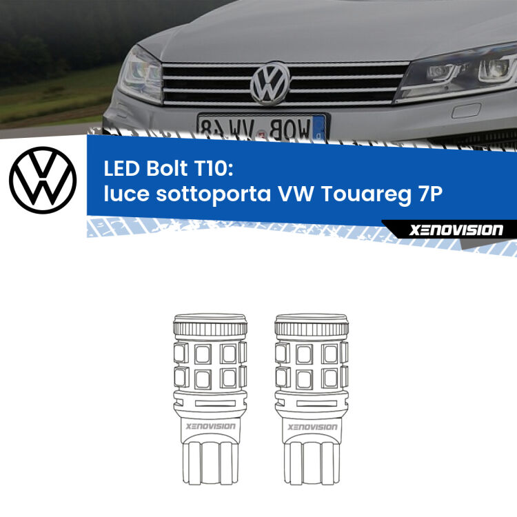 <strong>Luce Sottoporta LED per VW Touareg</strong> 7P 2010 - 2018. Coppia lampade <strong>T10</strong> modello Bolt canbus.