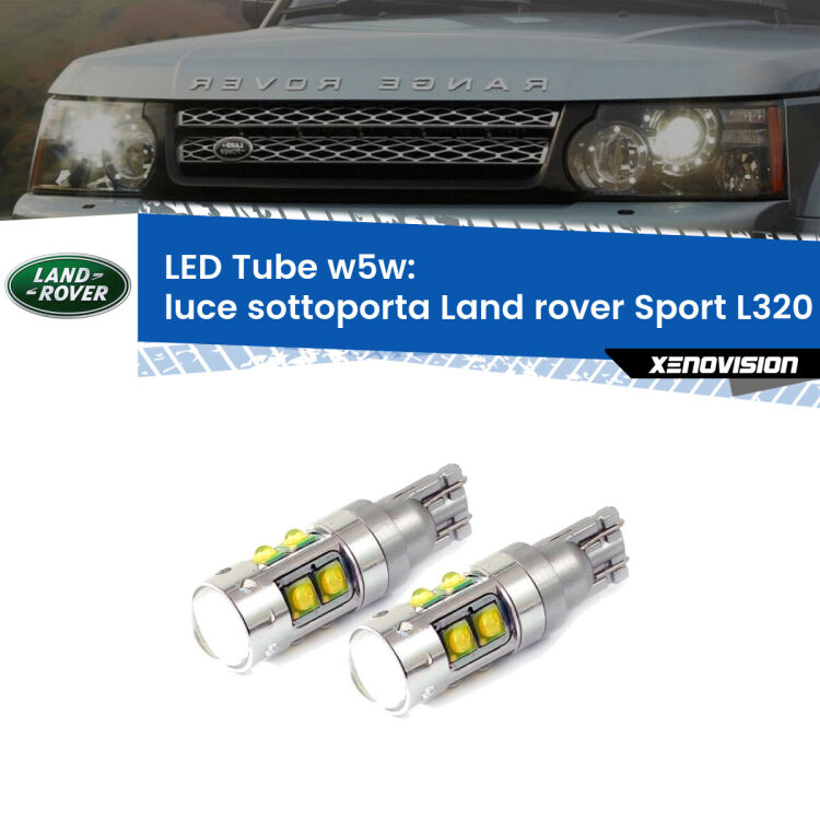 <strong>Luce Sottoporta LED 6000k per Land rover Sport</strong> L320 2005 - 2013. Lampadine <strong>W5W</strong> canbus modello Tube, luce bianco lunare, lunga durata e compatibilità.