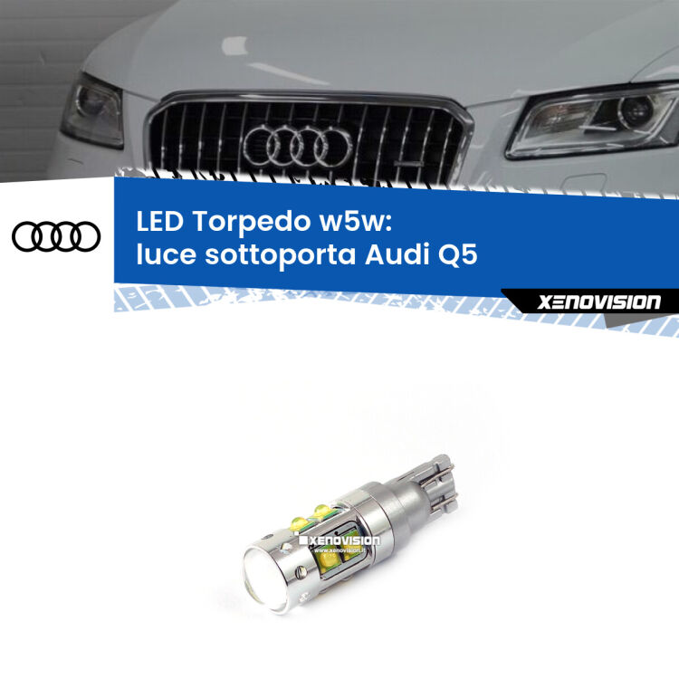 <strong>Luce Sottoporta LED 6000k per Audi Q5</strong>  2008 - 2017. Lampadine <strong>W5W</strong> canbus modello Torpedo.