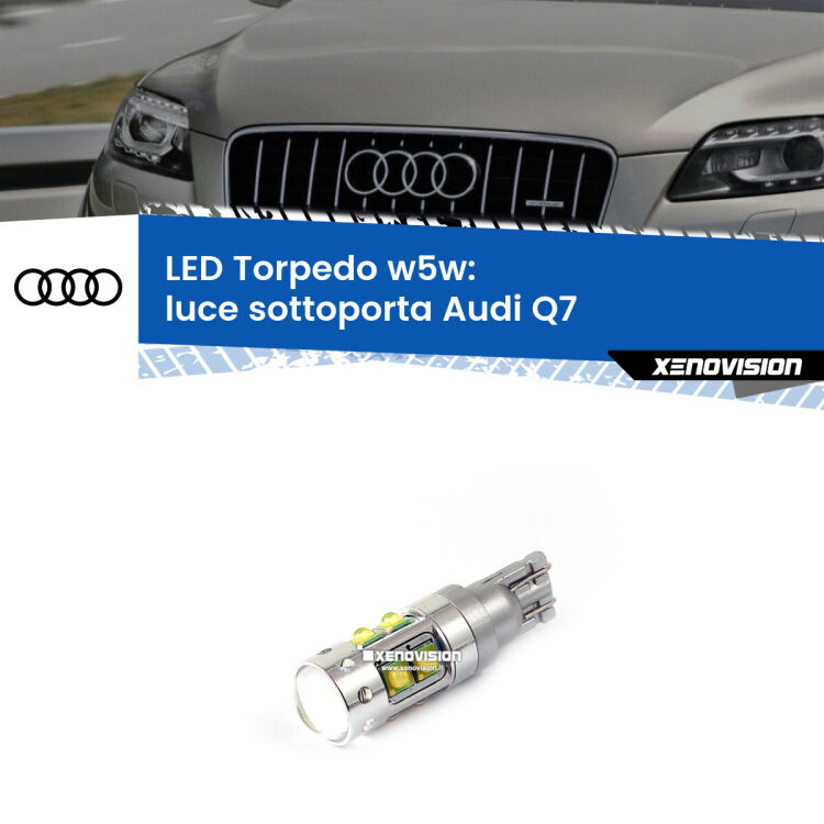 <strong>Luce Sottoporta LED 6000k per Audi Q7</strong>  2006 - 2015. Lampadine <strong>W5W</strong> canbus modello Torpedo.