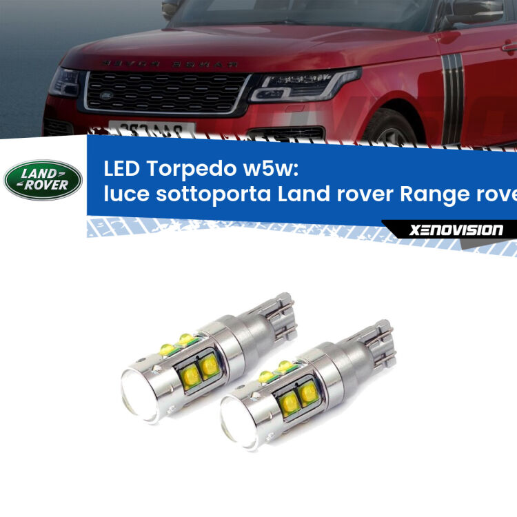 <strong>Luce Sottoporta LED 6000k per Land rover Range rover III</strong> L322 2002 - 2012. Lampadine <strong>W5W</strong> canbus modello Tube, luce bianco lunare, lunga durata e compatibilità.