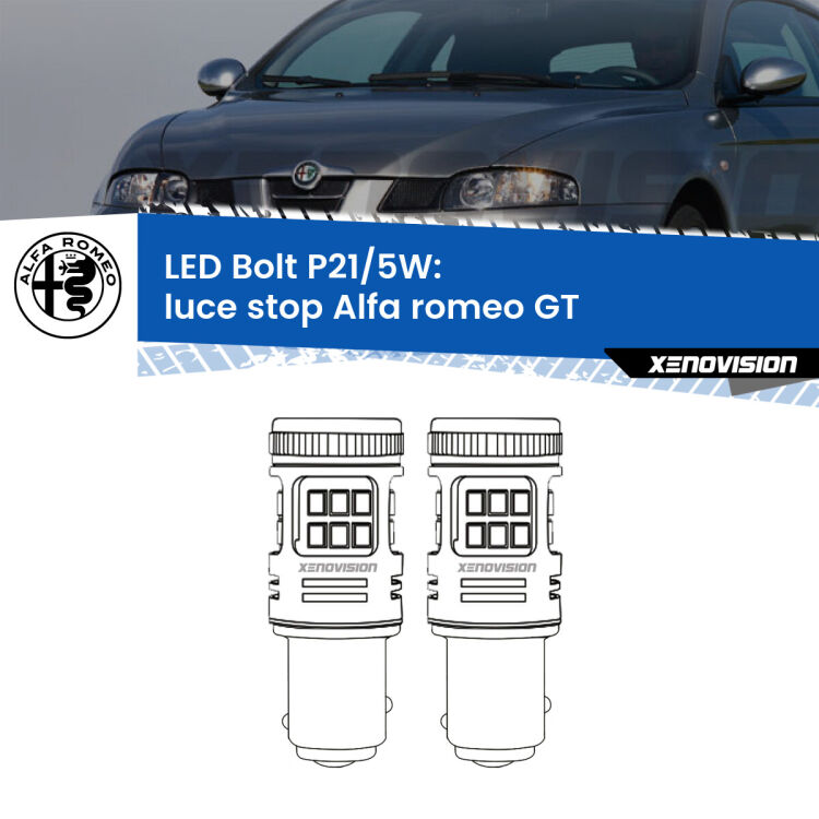 <strong>Luce Stop LED per Alfa romeo GT</strong>  2003 - 2010. Coppia lampade <strong>P21/5W</strong> modello Bolt canbus.