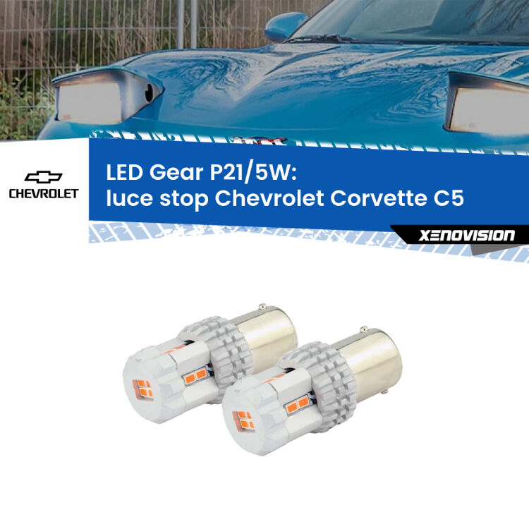 <strong>Luce Stop LED per Chevrolet Corvette</strong> C5 1997 - 2004. Due lampade <strong>P21/5W</strong> rosse non canbus modello Gear.