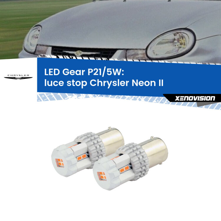 <strong>Luce Stop LED per Chrysler Neon II</strong>  1999 - 2006. Due lampade <strong>P21/5W</strong> rosse non canbus modello Gear.