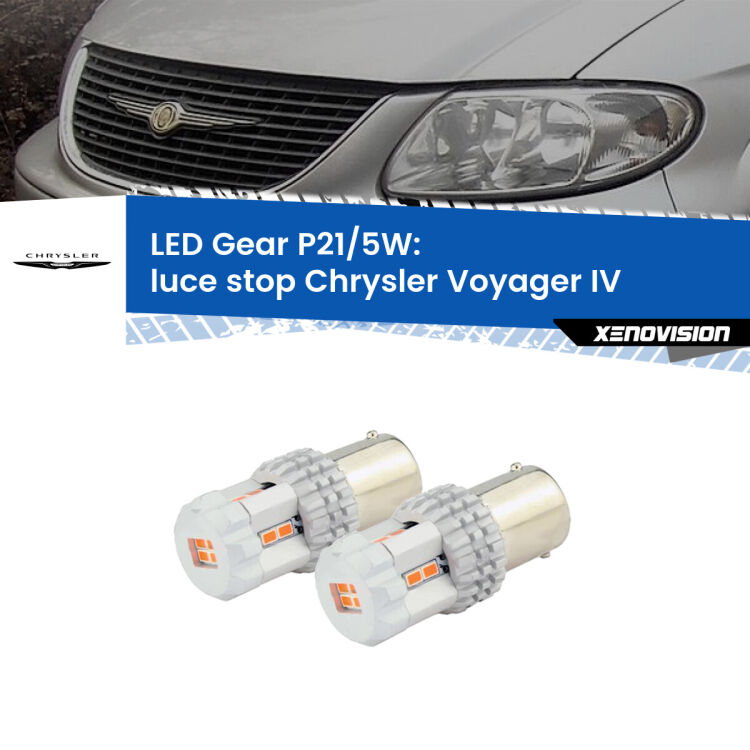 <strong>Luce Stop LED per Chrysler Voyager IV</strong>  2000 - 2007. Due lampade <strong>P21/5W</strong> rosse non canbus modello Gear.