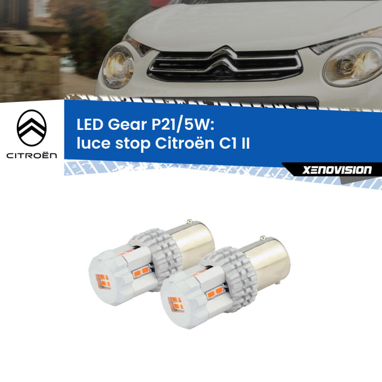 <strong>Luce Stop LED per Citroën C1</strong> II 2014 in poi. Due lampade <strong>P21/5W</strong> rosse non canbus modello Gear.