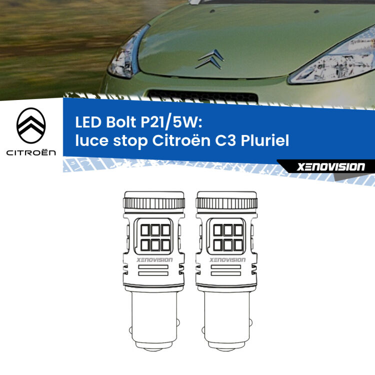 <strong>Luce Stop LED per Citroën C3 Pluriel</strong>  2003 - 2010. Coppia lampade <strong>P21/5W</strong> modello Bolt canbus.