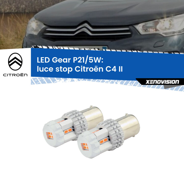 <strong>Luce Stop LED per Citroën C4</strong> II 2009 - 2014. Due lampade <strong>P21/5W</strong> rosse non canbus modello Gear.