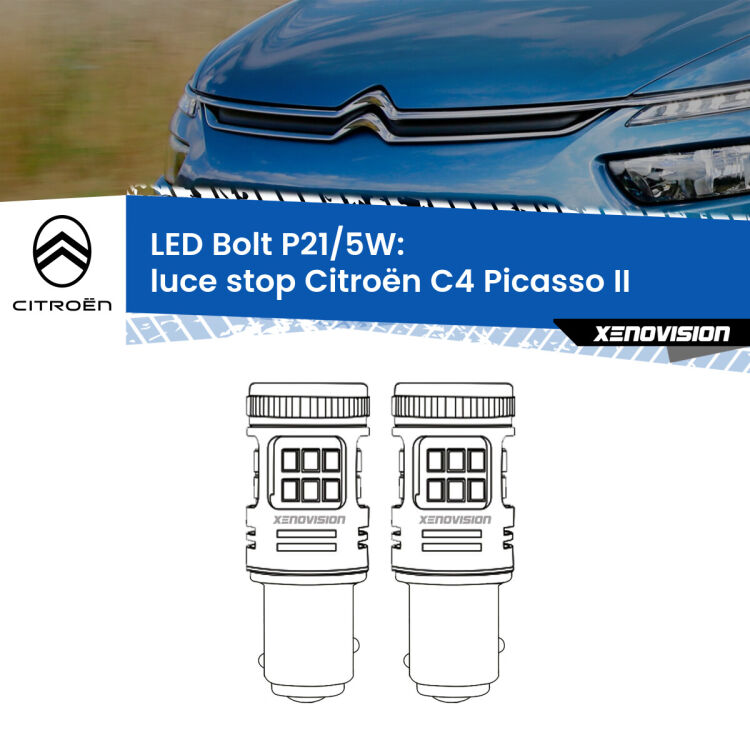 <strong>Luce Stop LED per Citroën C4 Picasso</strong> II 2013 in poi. Coppia lampade <strong>P21/5W</strong> modello Bolt canbus.