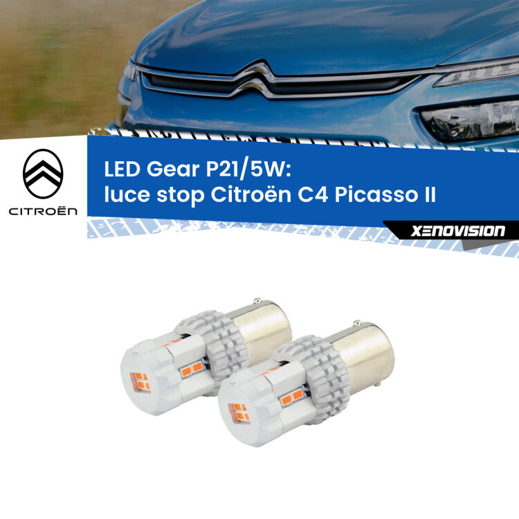 <strong>Luce Stop LED per Citroën C4 Picasso</strong> II 2013 in poi. Due lampade <strong>P21/5W</strong> rosse non canbus modello Gear.