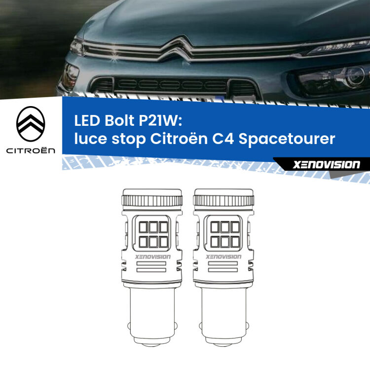 <strong>Luce Stop LED per Citroën C4 Spacetourer</strong>  2018 in poi. Coppia lampade <strong>P21W</strong> modello Bolt canbus.