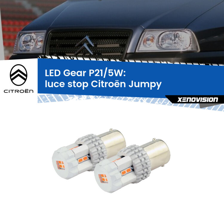 <strong>Luce Stop LED per Citroën Jumpy</strong>  1994 - 2005. Due lampade <strong>P21/5W</strong> rosse non canbus modello Gear.