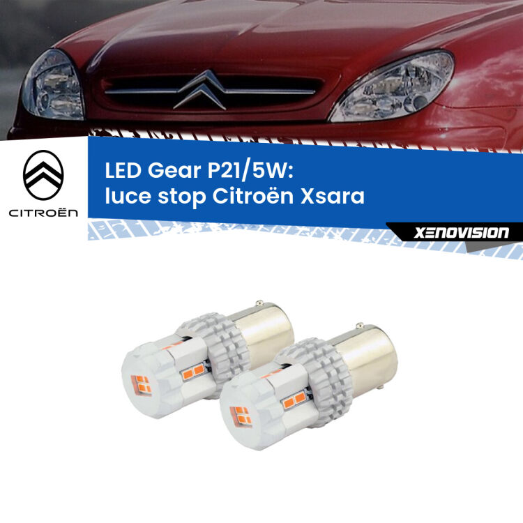 <strong>Luce Stop LED per Citroën Xsara</strong>  1997 - 2005. Due lampade <strong>P21/5W</strong> rosse non canbus modello Gear.