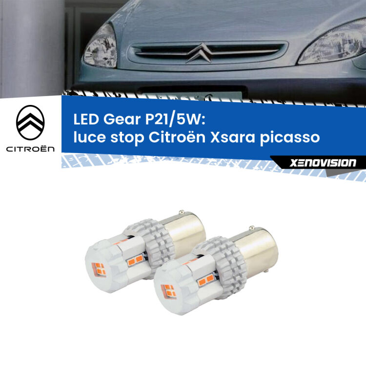 <strong>Luce Stop LED per Citroën Xsara picasso</strong>  1999 - 2012. Due lampade <strong>P21/5W</strong> rosse non canbus modello Gear.