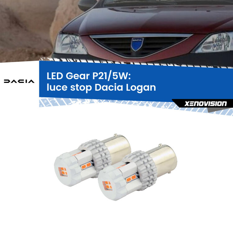 <strong>Luce Stop LED per Dacia Logan</strong>  2004 - 2011. Due lampade <strong>P21/5W</strong> rosse non canbus modello Gear.