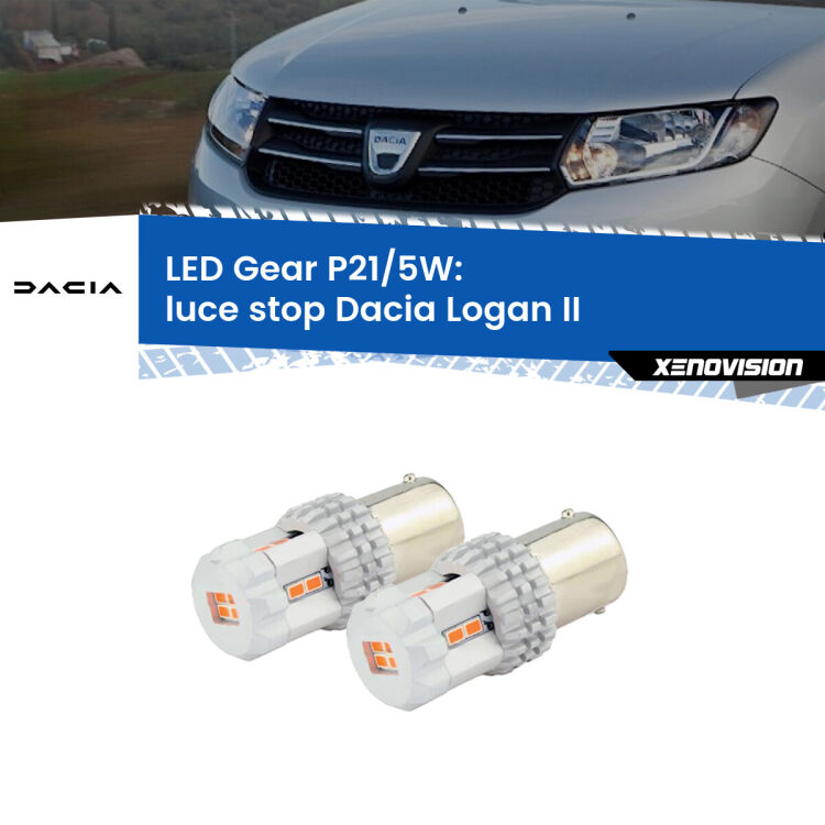 <strong>Luce Stop LED per Dacia Logan</strong> II 2012 in poi. Due lampade <strong>P21/5W</strong> rosse non canbus modello Gear.